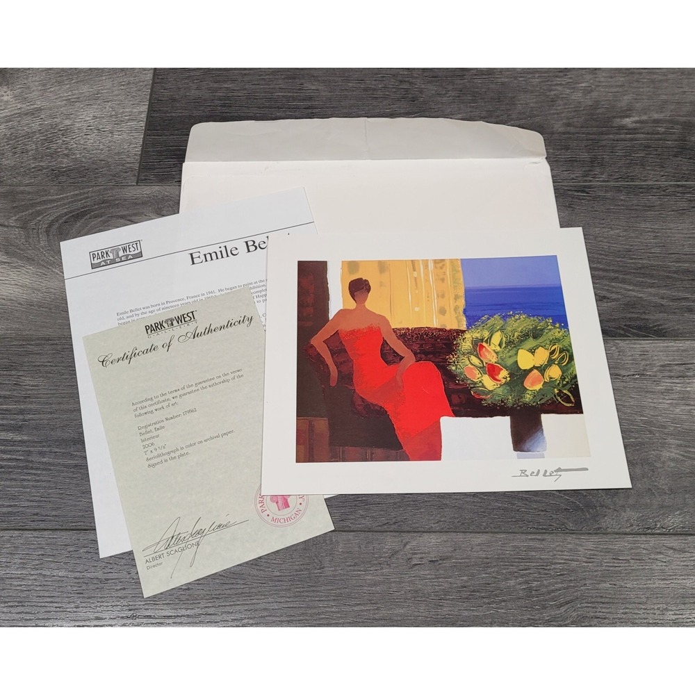 Park West Seriolithograph Print: Interieur by Emile Bellet 7"x9 5/8"